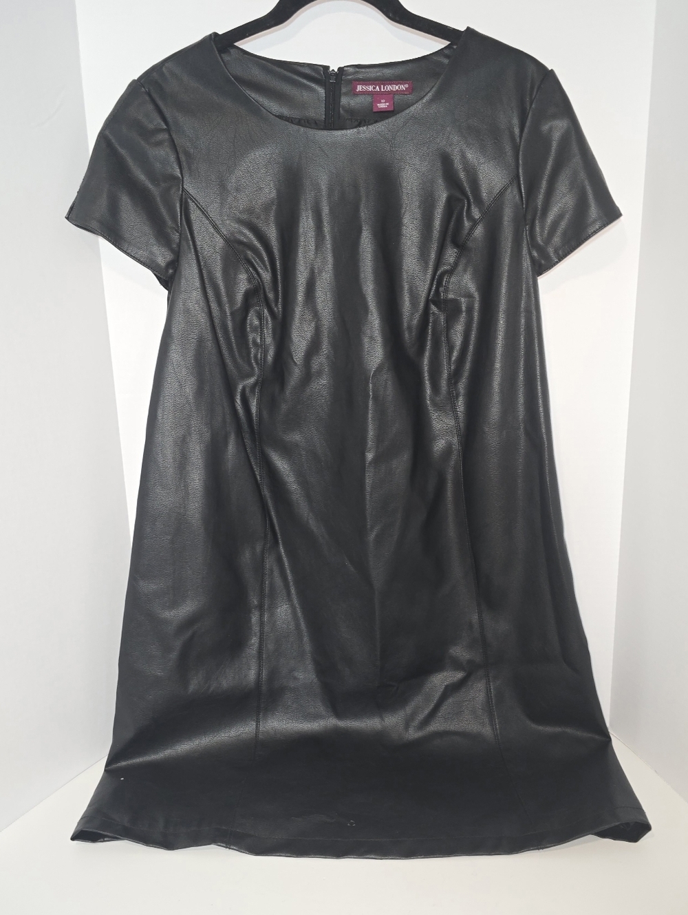 Jessica London Black Faux Leather Short Sleeve Dress